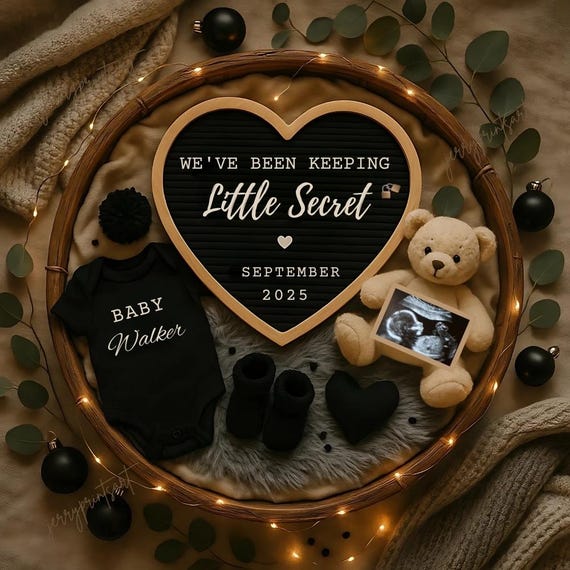 Digital Pregnancy Announcement , We've Been Keeping a Secret Baby Reveal,  Minimalist Baby Announcement , Editable Canva, Instant Download.