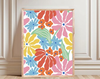 Färgglatt abstrakt blommönster: Modern bohemisk heminredning (digital nedladdning) Digital konst