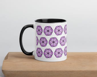 Geometric Bloom Mug – Pink Lavender Flower Ceramic Mug, 11oz