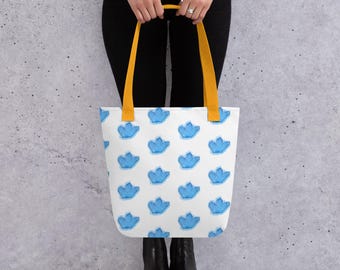 Crystal Blue Floral Tote Bag – Reusable, Lightweight