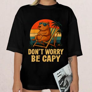 Dont Worry Be Capy Funny Capybara Retro Men Boys Kids Women Shirt, Unisex Funny Shirt