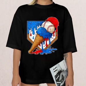 Distressed Baseball Boys Ice Cream Drip Baseball Boys Youth Shirt, Unisex Funny Shirt