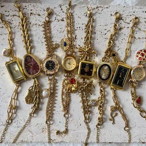 Vintage Elegant Women&#39;s Watch,Handmade Gold Ladies Wristwatch,Luxurious Evening Dress Watch,Y2K Pendant Watch,Personalized Custom Watch Gift
