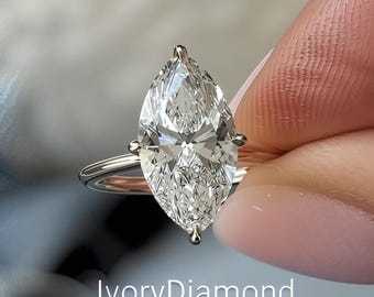 2CT Marquise Moissanite Ring, Unique 14k Gold Solitaire Bridal Promise Ring, Classy Anniversary Ring For Her