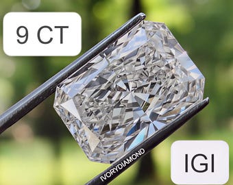 Rare Find 9.00 CARAT Radiant Cut Lab Grown Loose Diamond IGI Certified Man Made Diamond For Engagement Ring Lab Diamond For Jewelry Making