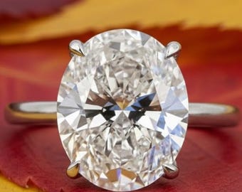 1, 2 or 3 CT Oval Lab Created Diamond Solitaire Engagement Ring | Simulated Diamond Anniversary Ring | CZ Wedding Ring | Gift Ring For Her