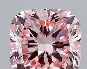 Anillo de compromiso de 3 quilates con diamante rosa de talla cojín cultivado en laboratorio, suelto, con certificación IGI