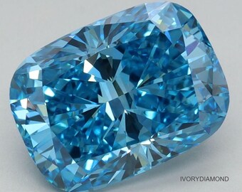 Diamante azul cultivado en laboratorio de talla cojín de 6 quilates, con certificación IGI y claridad VS2