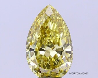 Anillo de compromiso de 5 quilates con diamante cultivado en laboratorio de talla pera amarilla / Certificado IGI VS1