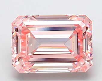 4 Ct Lab Grown Diamond VS1 IGI Certified Fancy Intense Pink Emerald Cut