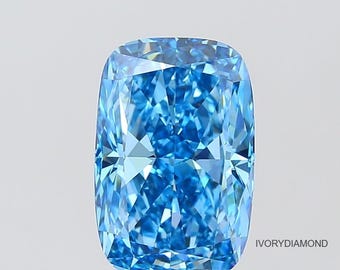 Anillo de compromiso VS2 de diamante de laboratorio de talla cojín de 6 quilates con certificación IGI, color azul intenso