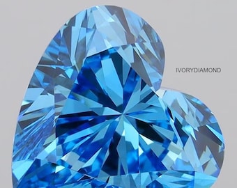 2.00 CT Heart Fancy Vivid Blue VVS2 IGI Certified Lab Created CVD Diamond