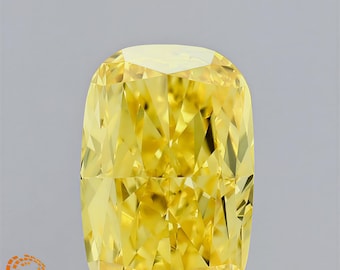 Diamante cultivado en laboratorio de talla cojín amarillo de 3 quilates con certificación IGI
