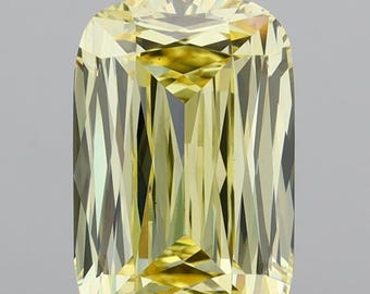 Diamante cultivado en laboratorio de 3,00 ct en corte cojín, amarillo intenso elegante, con certificación IGI