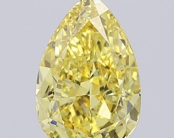 Diamante cultivado en laboratorio de 4 quilates, corte pera amarillo intenso, con certificación IGI