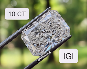 10 CT Radiant Cut Lab Grown Diamond, VS1 Clarity Lab Created Loose Diamond for Engagement Wedding Ring or Pendant, Anniversary Gift for Her