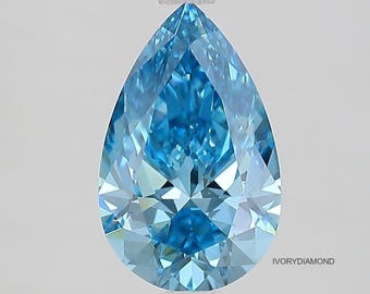 Hallazgo excepcional: diamante cultivado en laboratorio de 4 quilates en color azul intenso en forma de pera para anillo de compromiso / Diamante IGI
