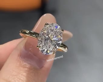 1.50ct Oval Lab Grown Diamond Engagement Ring | Solitaire Gold Ring