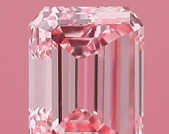 Anillo de compromiso con diamante de laboratorio rosa intenso de talla esmeralda de 8 quilates y certificación IGI