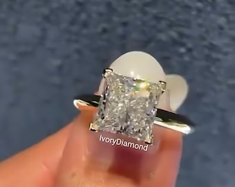 2 Ct Princess Cut Moissanite Engagement Ring : 10k/14k/18k Solid Gold Diamond Ring, Handmade Prong Setting Ring, Proposal Ring