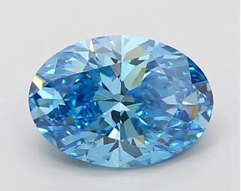 2.00 Carat Fancy Vivid Blue Oval Cut IGI Certified VVS2 Lab Created loose diamond Engagement Ring Pendant