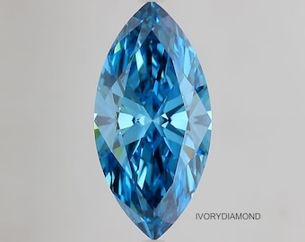 Diamante cultivado en laboratorio de talla marquesa azul de 5 quilates con certificación IGI