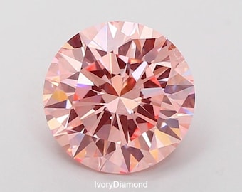IGI Certified Round 2.00ct Fancy Vivid Pink VS1, Loose Lab Grown Diamond For Engagement Ring