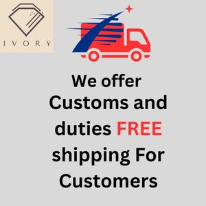 May include: The image features a logo with the word "IVORY" and a diamond shape. A red delivery truck with blue accents and a star is also shown. Text reads "We offer Customs and duties FREE shipping For Customers."