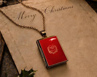A Christmas Carol Book Literary Keepsake Necklace | Miniature Book Pendant | Gold Filled Book Locket | Gift for Book Lovers & Readers