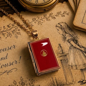 Alice in Wonderland Book Literary Keepsake Necklace | Miniature Book Pendant | Gold Filled Book Locket | Gift for Book Lovers & Readers