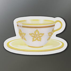 Mad Tea Party Alice in Wonderland Watercolor Yellow Flower Teacup Magnet - Fridge Magnets - Kitchen Decor - Tea Lover Gift - Literature Gift