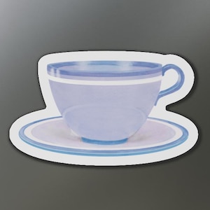 Mad Tea Party Alice in Wonderland Watercolor Blue & White Striped Teacup Magnet - Fridge Magnets - Kitchen Decor - Tea Lover Gift