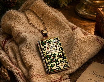 The Night Before Christmas Book Literary Keepsake Necklace | Miniature Book Pendant | Gold Filled Book Locket | Gift for Book Lovers