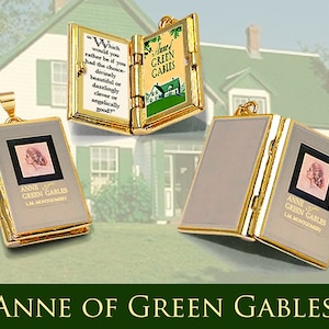 Miniature Book Locket Quote Pendant - Anne of Green Gables by L.M. Montgomery - Hinged Book Charm Necklace