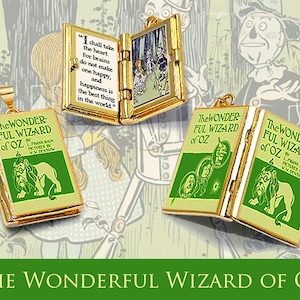 Trollkarlen från Oz-boken Hängsmycke Halsband: 24kt guldfyllt citatberlock Medaljong