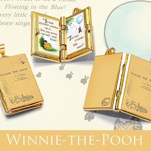 Miniature Book Locket Quote Pendant - Winnie the Pooh by A.A. Milne -  Hinged Book Charm Necklace