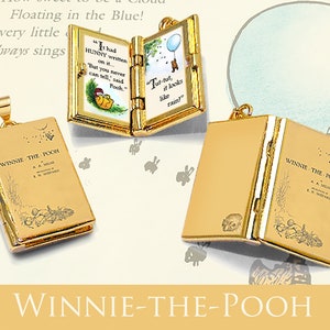 Miniature Book Locket Quote Pendant - Winnie the Pooh by A.A. Milne -  Hinged Book Charm Necklace