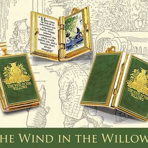 Miniature Book Locket Quote Pendant - The Wind in the Willows by Kenneth Grahame - Hinged Book Charm Necklace