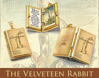 Miniature Book Locket Quote Pendant - The Velveteen Rabbit by Margery Williams - Hinged Necklace Book Charm