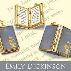 Miniaturowy wisiorek z cytatem z książki - Emily Dickinson, W wierszu z biblioteki - zawieszka z zawieszką z książki