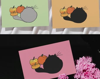 Halloween Pumpkin Cat - Pack of six