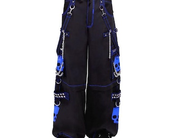 Goth Punk Skull Pants: Baggy Black Trousers with Chains & Studs
