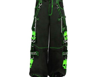 Goth Punk Skull Pants: Baggy Black Trousers with Chains & Studs
