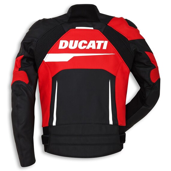Ducati Speed EVO C1 ブラックレッドレザーバイクジャケット メンズ