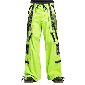 Neon Green Rave Pants: Cyber Goth Techwear with Chains