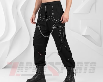 Gothic Monster Pants: Cyber Techwear Trousers with Chains & Straps