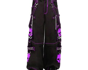 Goth Punk Skull Pants: Baggy Black Trousers with Chains & Studs