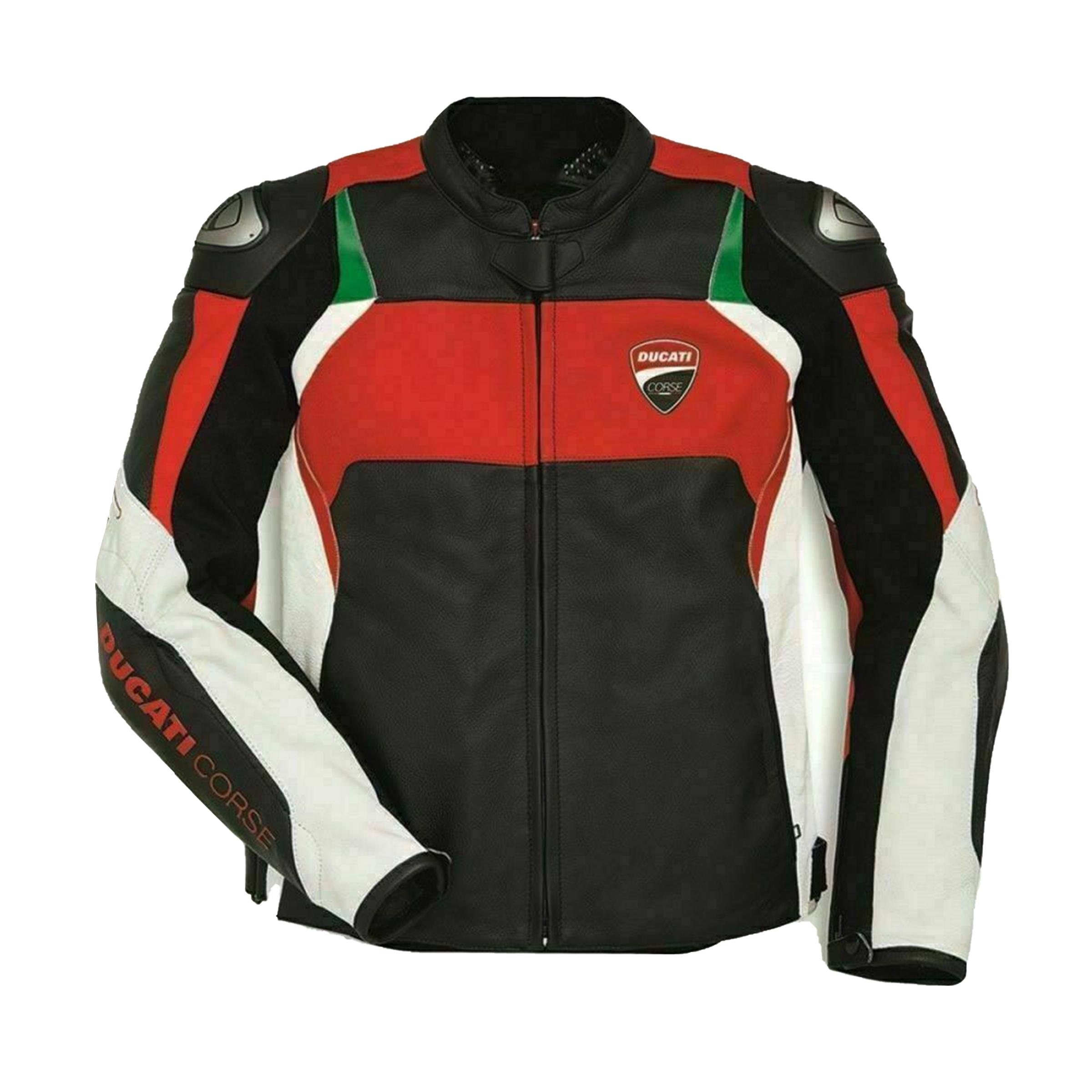 Ducati Corseレザーモーターサイクルレーシングジャケット：バイカー 