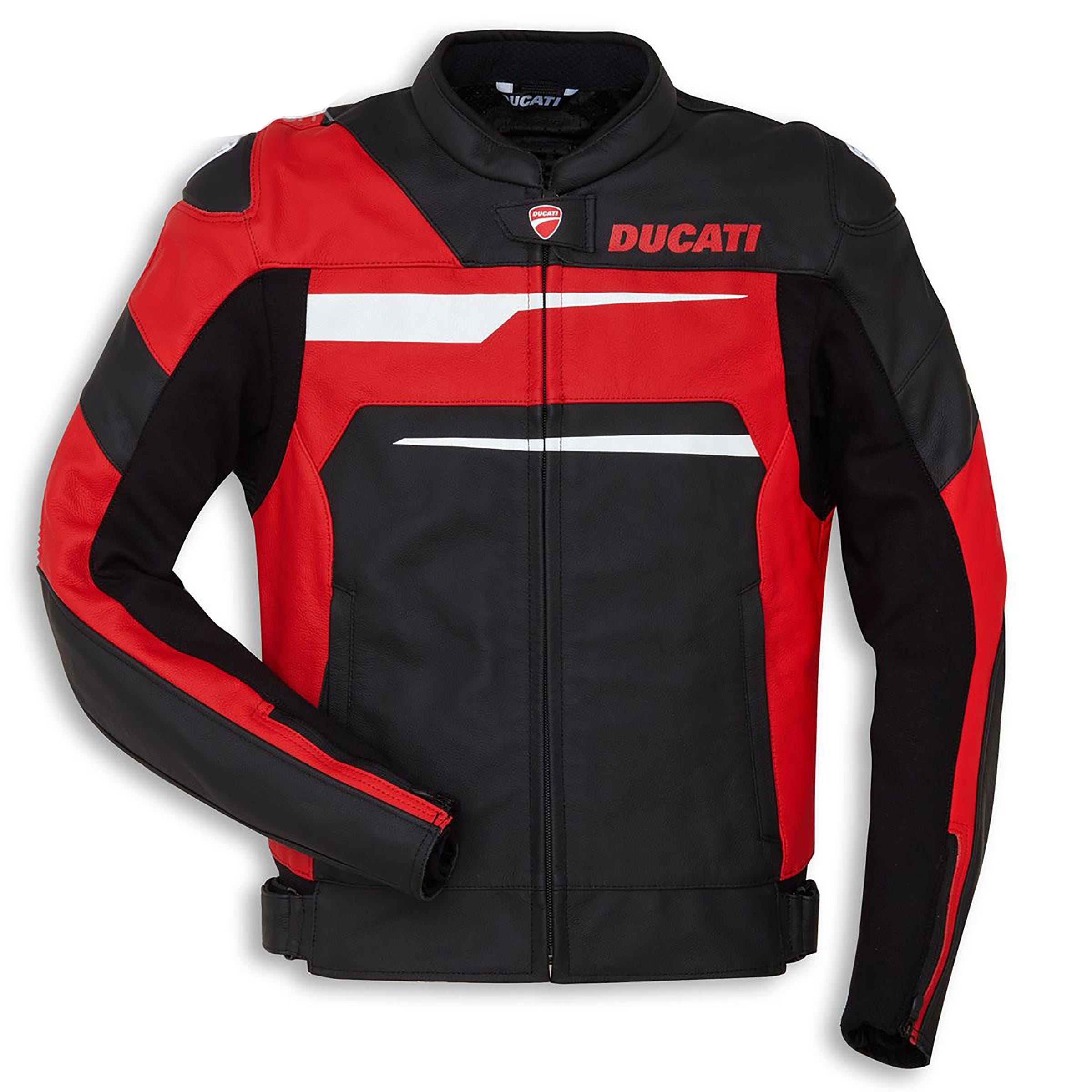 Ducati Speed EVO C1 ブラックレッドレザーバイクジャケット メンズ