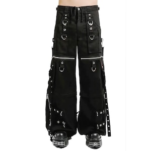 Convertible Gothic Cargo Pants: Cyberpunk Rave Techwear with D-Rings